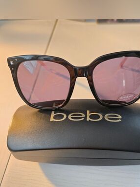 bebe Oversized Square Sunglasses in Tortoise with Pink Lenses